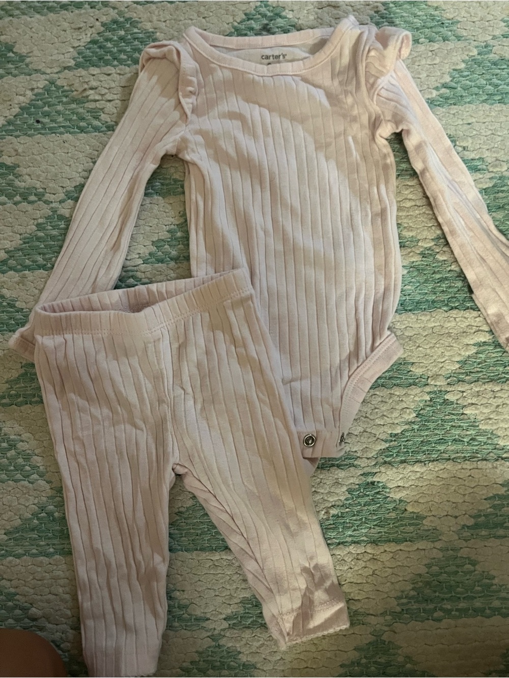 Carter's Light Pink Ribbed Leggings and Long-Sleeve Bodysuit Set